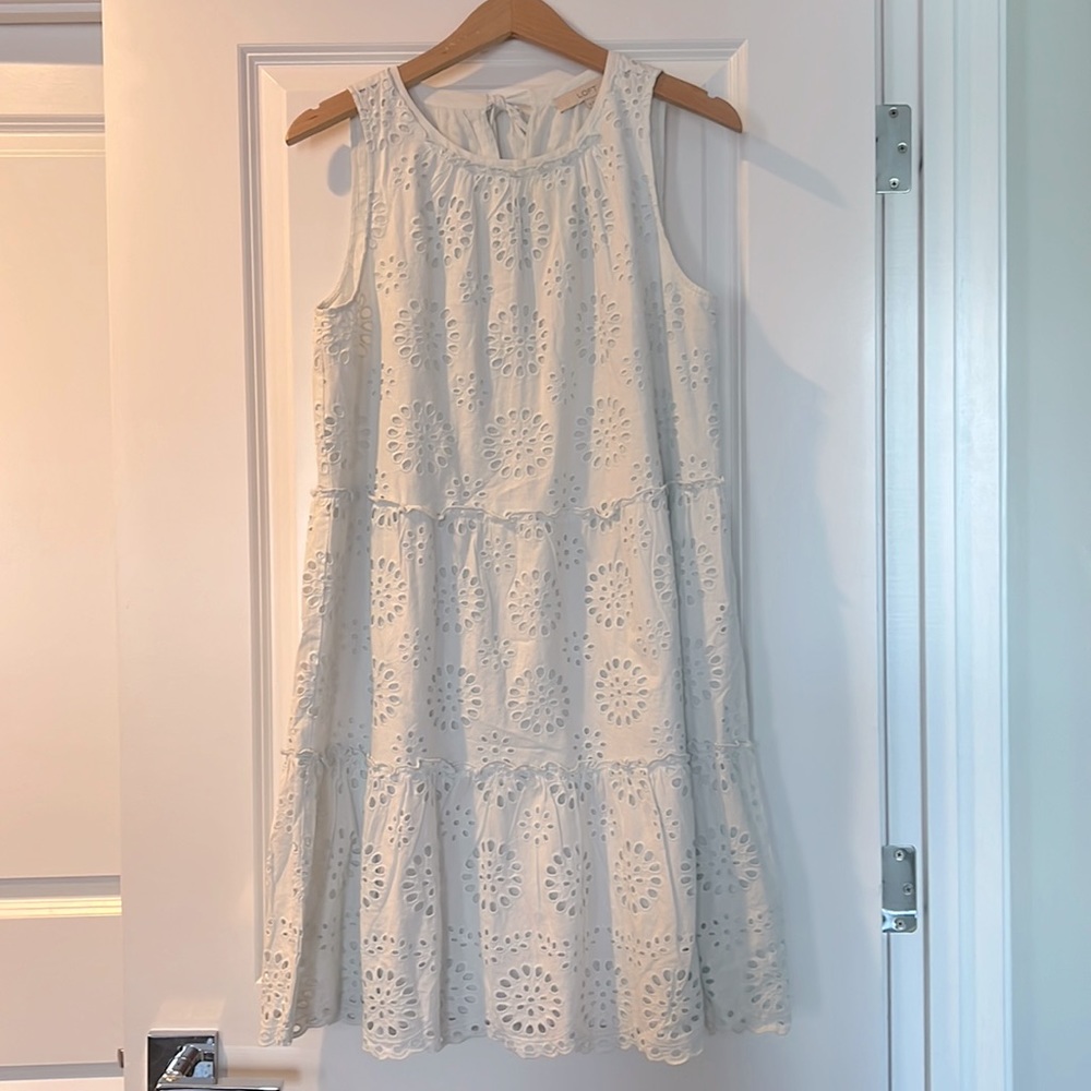 LOFT Eyelet Swing Dress, M